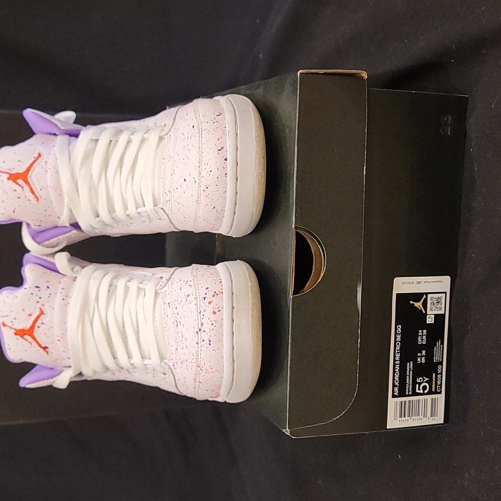 Air Jordan 5 Retro SE GG size 5.5y white/laser crimson